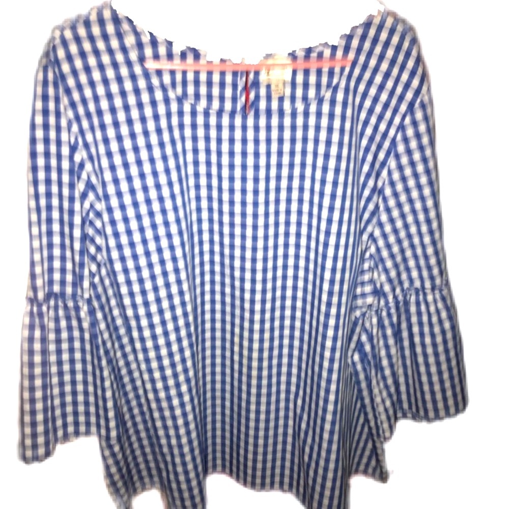 Blue and White Checkered Top